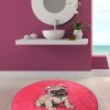 Pink Pug Bath Carpet, Kids Room Rug 100 cm