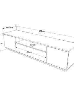 Loft White TV Stand with 3 Drop-Down Doors, White Media Stand with 3 Cabinets