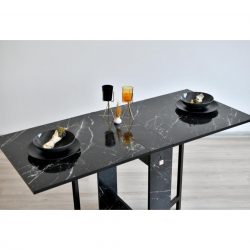 Marble Patterned Folding Dining Table, Foldable Portable Kitchen Desk