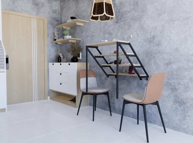 Oak Foldable Practical Smart Kitchen Table, Portable Dining Table ...