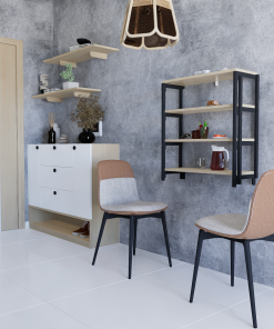 Oak Foldable Practical Smart Kitchen Table, Portable Dining Table, Space-Saving Table, Shelf Table