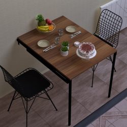 Walnut Foldable Practical Smart Kitchen Table, Portable Dining Table, Space-Saving Table, Shelf Table