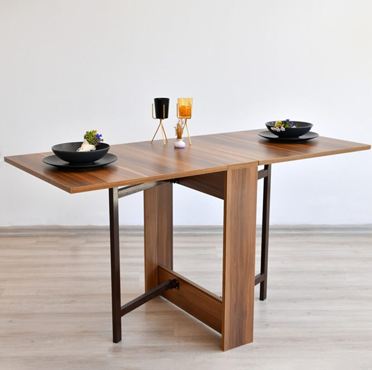 Walnut Folding Dining Table Foldable Portable Kitchen Desk 6 