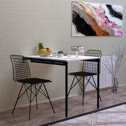 White Foldable Practical Smart Kitchen Table, Portable Dining Table, Space-Saving Table, Shelf Table
