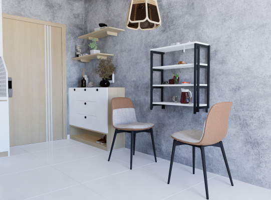 White Foldable Practical Smart Kitchen Table, Portable Dining Table ...