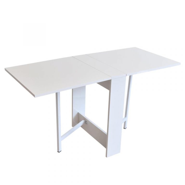 White Folding Dining Table, Foldable Portable Kitchen Desk