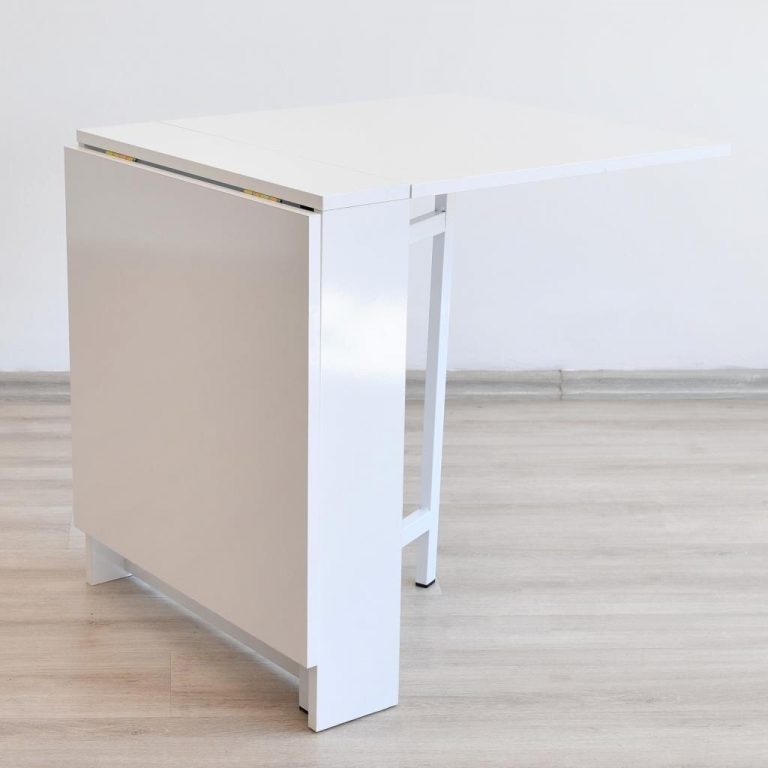 White Folding Dining Table, Foldable Portable Kitchen Desk