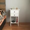 White Color 2-Drawer MDF Nightstand, Commode