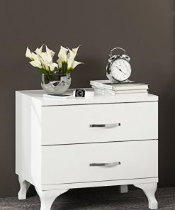 White Color London 2-Drawer Nightstand, Commode