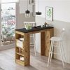 Pine Melina Rectangle Bar Table, Kitchen Table, Dinner Table, Kitchen Table With Shelves