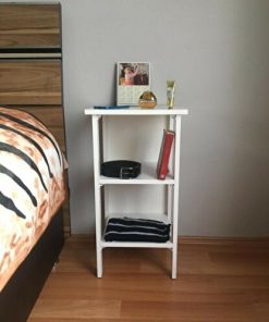 White Color 2 Shelves MDF Nightstand, Commode