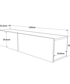 Future White & Oak Wall Mounted TV Stand with 2 Drop Down Doors, White Media Stand, Modern TV Stand