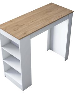 White Melina Rectangle Bar Table, Kitchen Table, Dinner Table, Kitchen Table With Shelves