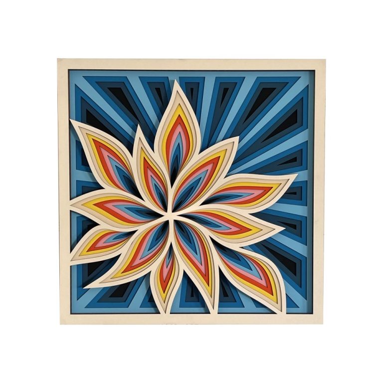 9 Layer Square Flower Mandala Wall Art Design Wall Decor 3D Painting Laser Cut