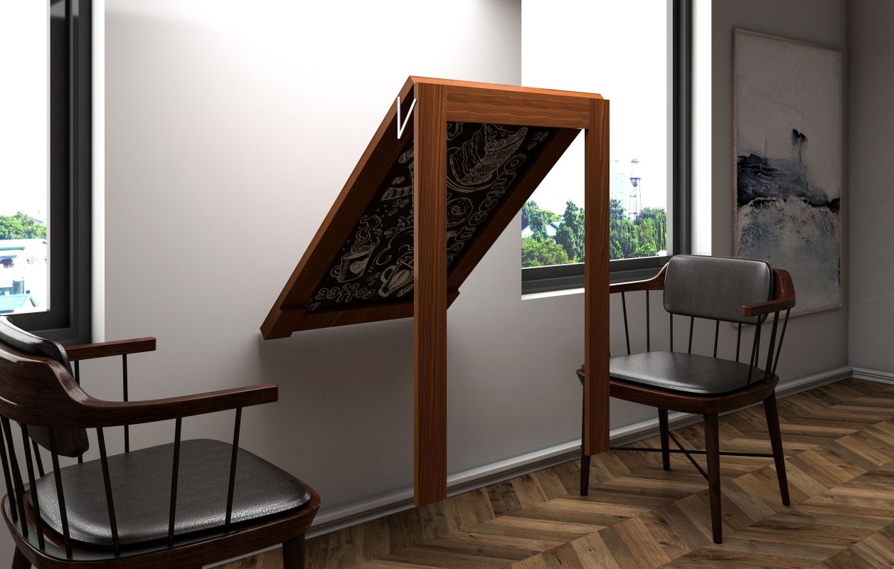 Wall Mounted Walnut Folding Table, Murphy Table, Floating Table, Space ...