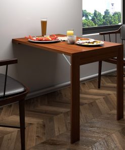 Wall Mounted Walnut Folding Table, Murphy Table, Floating Table, Space Saving Table