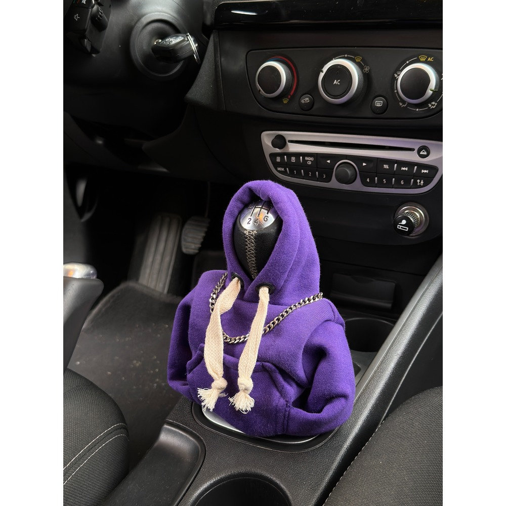 1pc Shift Gear Hoodie With Golden Chain Necklace, Interesting Car Hoodie  Shift Cover, Winter Car Gear Shift Hoodie, Creative Car Interior Decoration  Gift