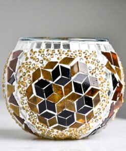 Turkish Mosaic Candle Holder Brown Star Design 3