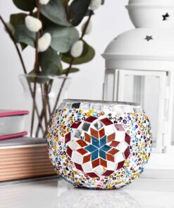 Turkish Mosaic Candle Holder Colorful Star Design 1