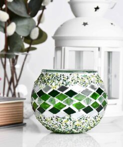 Turkish Mosaic Candle Holder Green Design 2