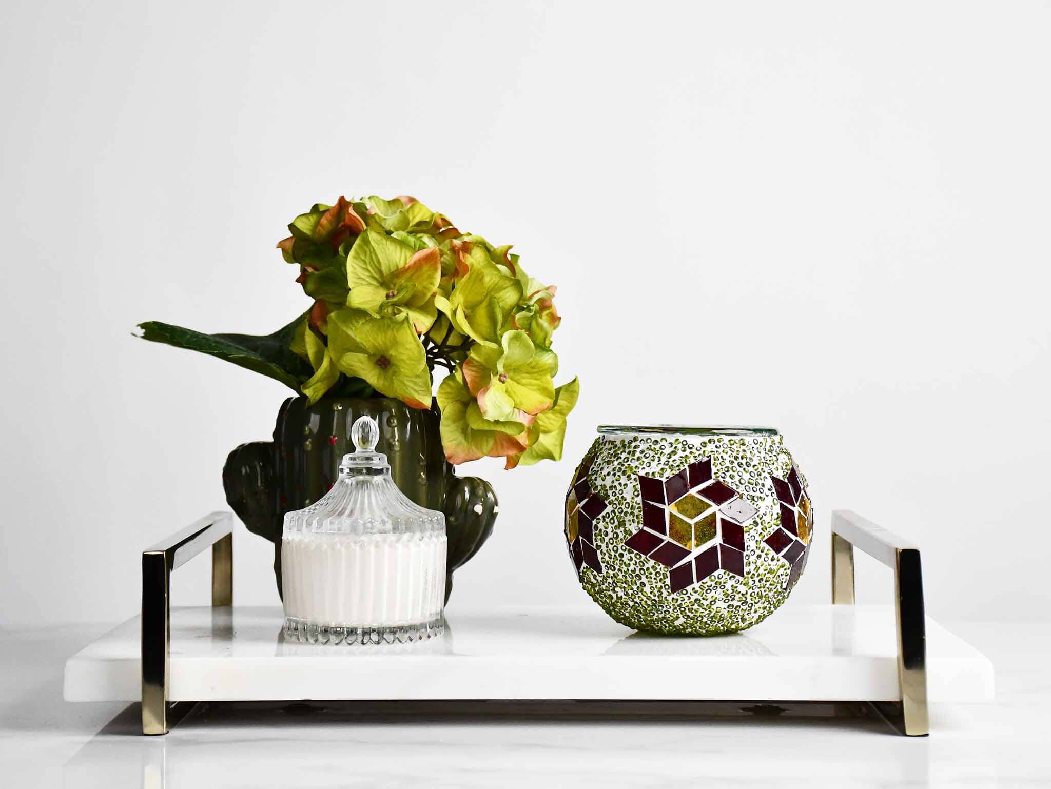 Turkish Mosaic Candle Holder Green Red