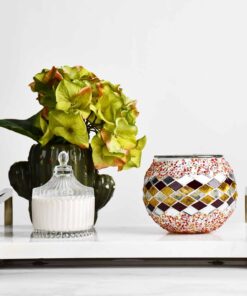 Turkish Mosaic Candle Holder Orange Infinity