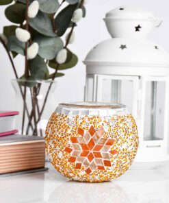 Turkish Mosaic Candle Holder Orange Star