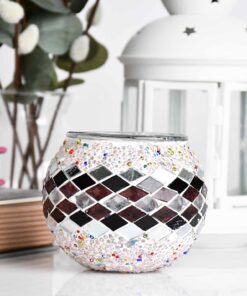 Turkish Mosaic Candle Holder Purple Maroon Infinity 1