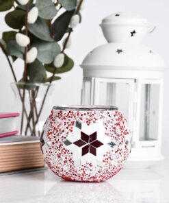 Turkish Mosaic Candle Holder Red Star Design 1
