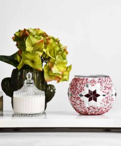 Turkish Mosaic Candle Holder Red Star Design 1