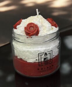 Rose Accented Vanilla Scented Glitter Decorative Candle