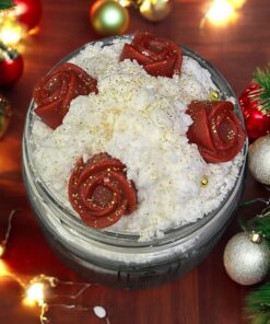 Rose Accented Vanilla Scented Glitter Decorative Candle