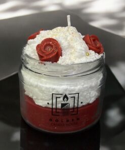 Rose Accented Vanilla Scented Glitter Decorative Candle