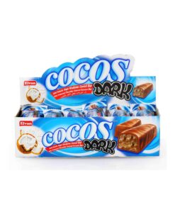 Elvan Cocos Dark Milky Compound Chocolate Covered Coconut Bar in Box 16 gr (0.56oz) – 24 Pieces