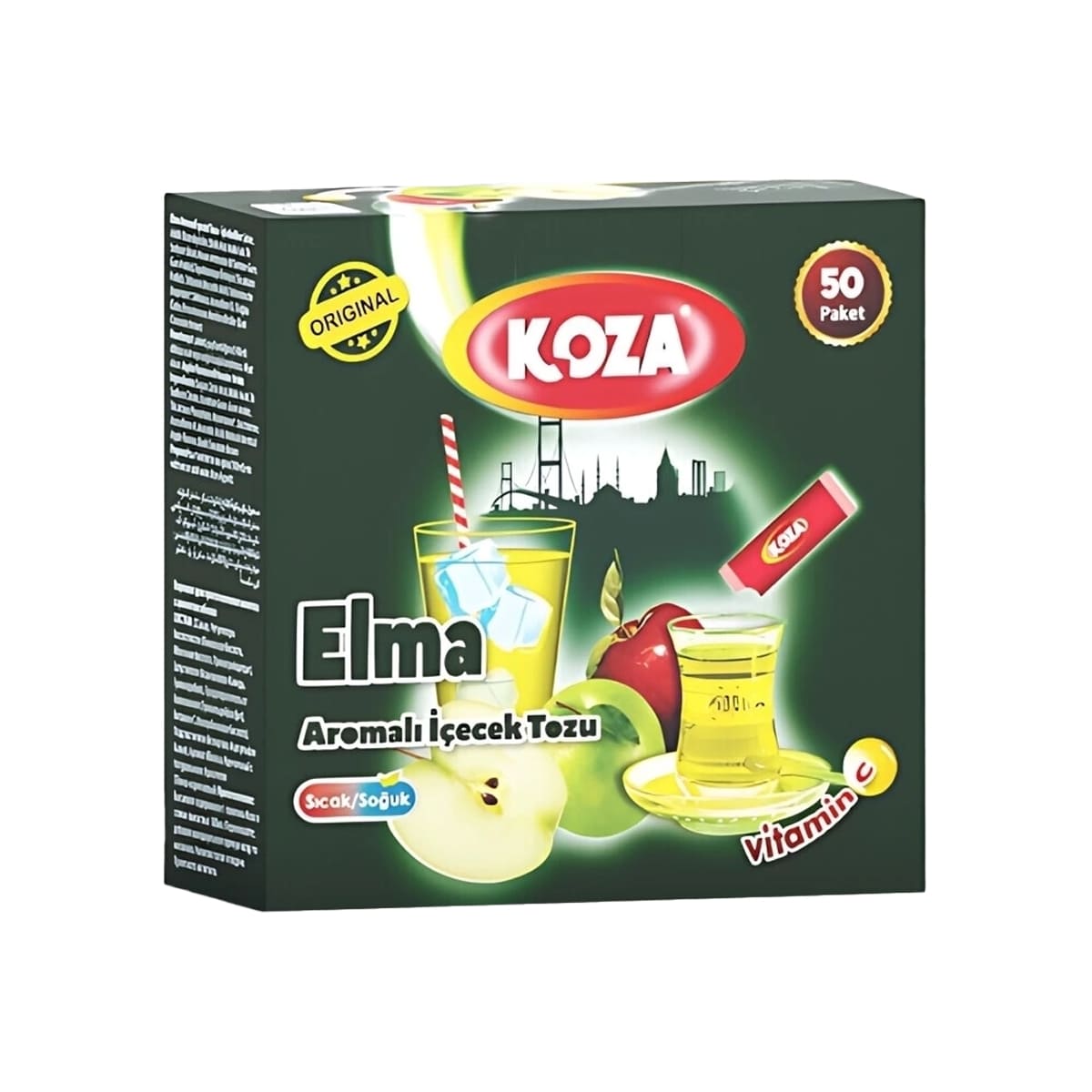 Single Serving Apple Flavored Powdered Drink Koza 1.5 gr (0.05oz) x50